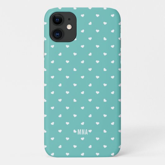 かわいいターコイズと白ハートパターンモノグラム Case-Mate iPhoneケース (裏面)