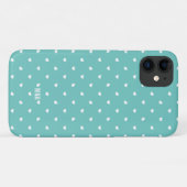 かわいいターコイズと白ハートパターンモノグラム Case-Mate iPhoneケース (裏面(横))