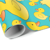 かわいいターコイズのゴムアヒル ラッピングペーパー (ロールコーナー)