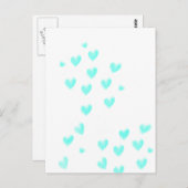 かわいいターコイズの水彩ハート ポストカード (正面/裏面)