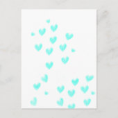 かわいいターコイズの水彩ハート ポストカード (正面)