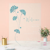 かわいいターコイズの結婚花々の歓迎 アクリルサイン (ウェディング)