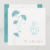 かわいいターコイズの花が25年の誓いを更新 招待状 (正面/裏面)