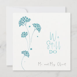 かわいいターコイズの花が25年の誓いを更新 招待状