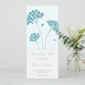 かわいいターコイズの花でSave the Date 招待状 (スタンド正面)