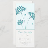 かわいいターコイズの花デートを保存 招待状 (正面/裏面)