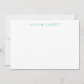 かわいいターコイズの花柄 ノートカード (正面)