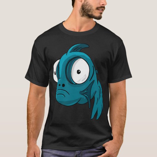 かわいいターコイズの魚のデザイン、動物スタイル Tシャツ (正面)