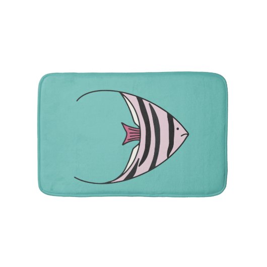 かわいいターコイズの魚 バスマット (正面)