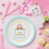 かわいいターコイズハートベビーシャワー ペーパープレート (パーティー)