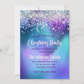 かわいいターコイズパープルフェイクグリッタークリスマス 招待状 (正面)