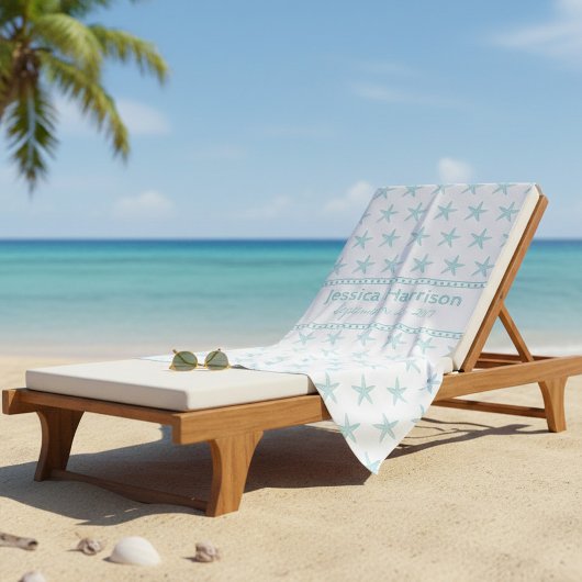 かわいいターコイズヒトデカスタムビーチタオル ビーチタオル