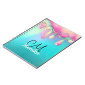 かわいいターコイズピンクレインボードリップ銀河系 ノートブック (左側)