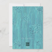 かわいいターコイズフラワーズ婚約パーティ招待状 招待状 (裏面)