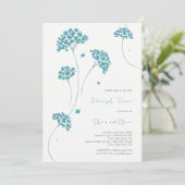 かわいいターコイズフラワーリハーサルディナー 招待状 (スタンド正面)