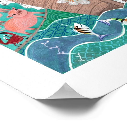 かわいいターコイズブルーの子供たち ノアの箱舟の子供たち ポスター (角)