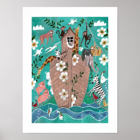 かわいいターコイズブルーの子供たち ノアの箱舟の子供たち ポスター (正面)