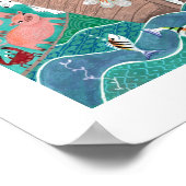 かわいいターコイズブルーの子供のノアの箱舟 子供たち ポスター (角)