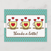 かわいいターコイズブルー感謝の気持ちをコーヒー好きな友達や家族、知人に伝えよう!ハートと水玉模様の素 ポストカード (正面)