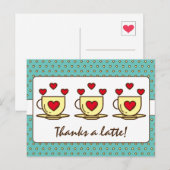 かわいいターコイズブルー感謝を込めてラテコーヒーありがとう ポストカード (正面/裏面)