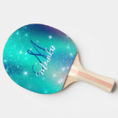 かわいいターコイズユニコーンレインボーグリッター 卓球ラケット (横)