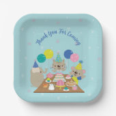 かわいいターコイズ水彩パーティー動物誕生日P ペーパープレート (正面)