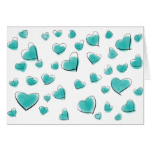 かわいいターコイズ水色ティール（緑がかった色）ハートパターン