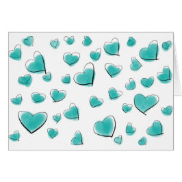 かわいいターコイズ水色ティール（緑がかった色）ハートパターン