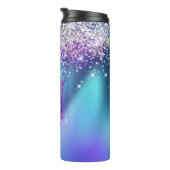かわいいターコイズ紫フェイクグリッターモノグラム タンブラー (回転右)