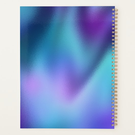 かわいいターコイズ紫フェイクグリッターモノグラム プランナー手帳 (裏面)