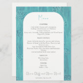 かわいいターコイズ結婚の花のメニュー メニュー (正面/裏面)