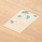 かわいいターコイズ結婚の花 アクリル招待状 (レイダウン)