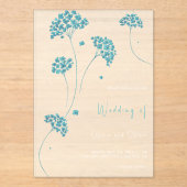 かわいいターコイズ結婚の花 アクリル招待状 (正面)