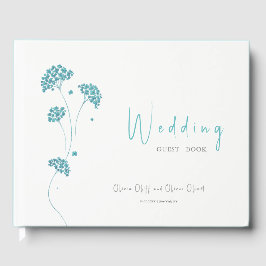 かわいいターコイズ結婚の花 ゲストブック
