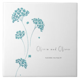 かわいいターコイズ結婚の花 タイル