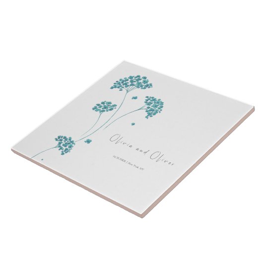 かわいいターコイズ結婚の花 タイル (側面)