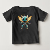 かわいいターコイズ色のダンシングロボットピクシー ベビーTシャツ (正面)