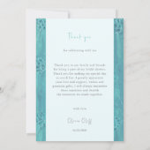 かわいいターコイズ花ブライダルシャワーありがとう 招待状 (裏面)