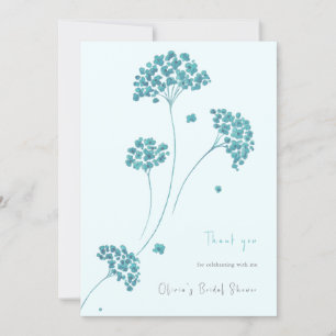 かわいいターコイズ花ブライダルシャワーありがとう 招待状