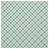 かわいいターコイズ茶色のギンガムプレイドパターン ファブリック (見本)