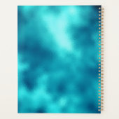 かわいいターコイズ銀フェイクグリッターモノグラム プランナー手帳 (裏面)