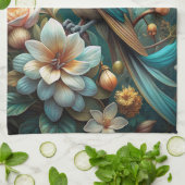 かわいいターコイズ鳥 キッチンタオル (折り畳み)