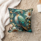 かわいいターコイズ鳥 クッション (ブランケット)
