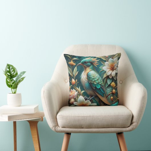 かわいいターコイズ鳥 クッション (椅子)