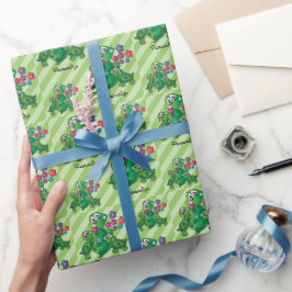 かわいいタートルツインベビーシャワーテーマ ラッピングペーパー