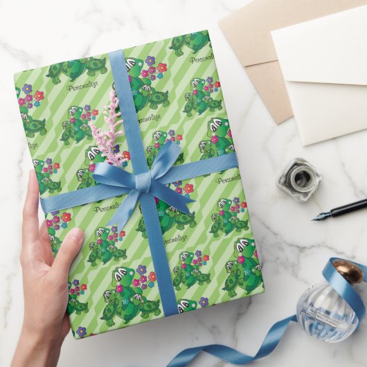 かわいいタートルツインベビーシャワーテーマ ラッピングペーパー (ギフト)