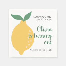 かわいいターニングワンイエローレモン1st誕生日 スタンダードカクテルナプキン
