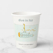 かわいいダイビング水中潜水艦の任意の年齢誕生日 紙コップ (正面)