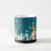 かわいいダウンタウンの冬のシーンを雪の中で コーヒーマグカップ (正面左)