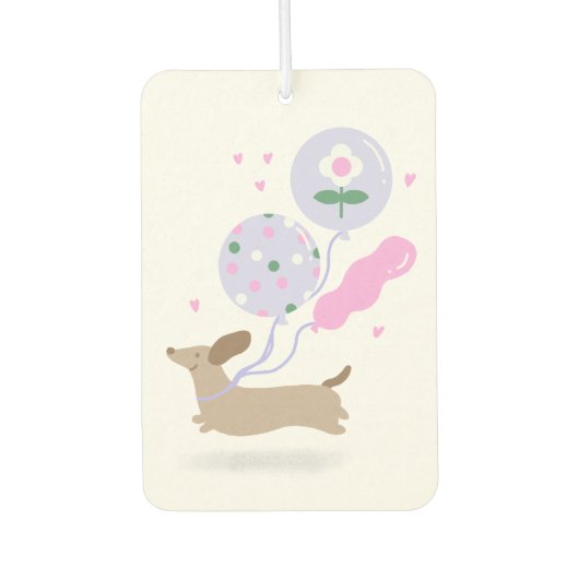 かわいいダシュントウィーナードッグラバーピンク カーエアーフレッシュナー (正面)